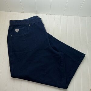 Dream Jeannes by Quacker Factory Pull On Capris Womens 3X Short Blue Rhinestones